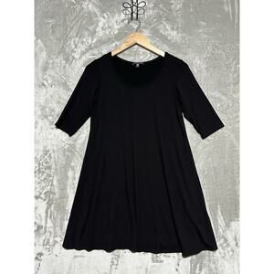 Eileen Fisher Viscose Jersey Tunic Dress Womens Size S Black Stretch Minimalist